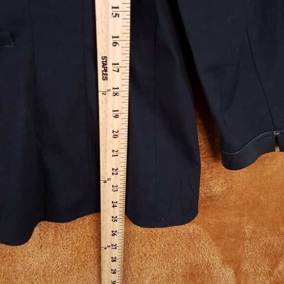 LAFAYETTE 148 Womens Top Size 6 Black Button Up Shirt Faux Leather Trim Stretch - Picture 10 of 11